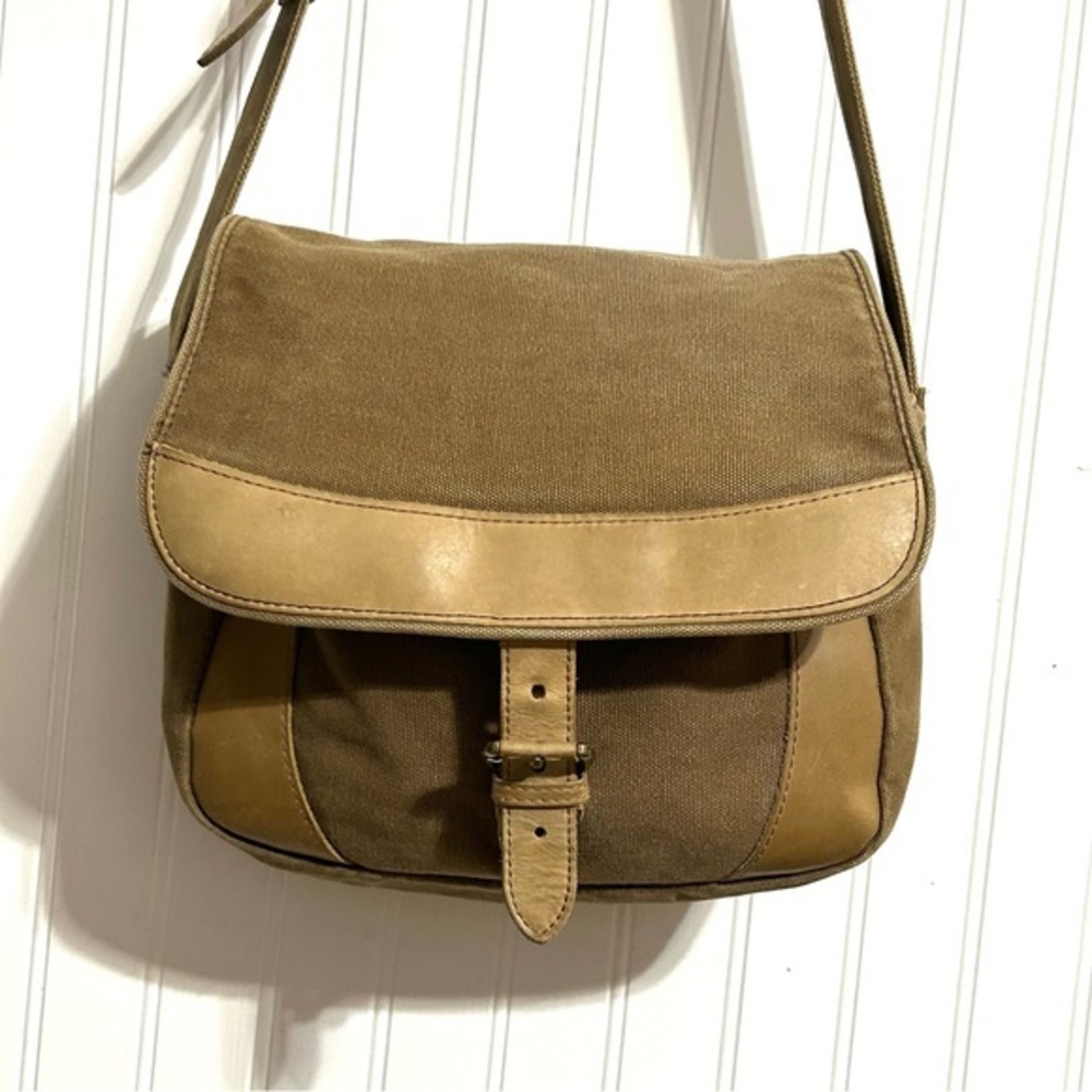 LL BEAN Canvas and Leather Adventure Travel Bag
